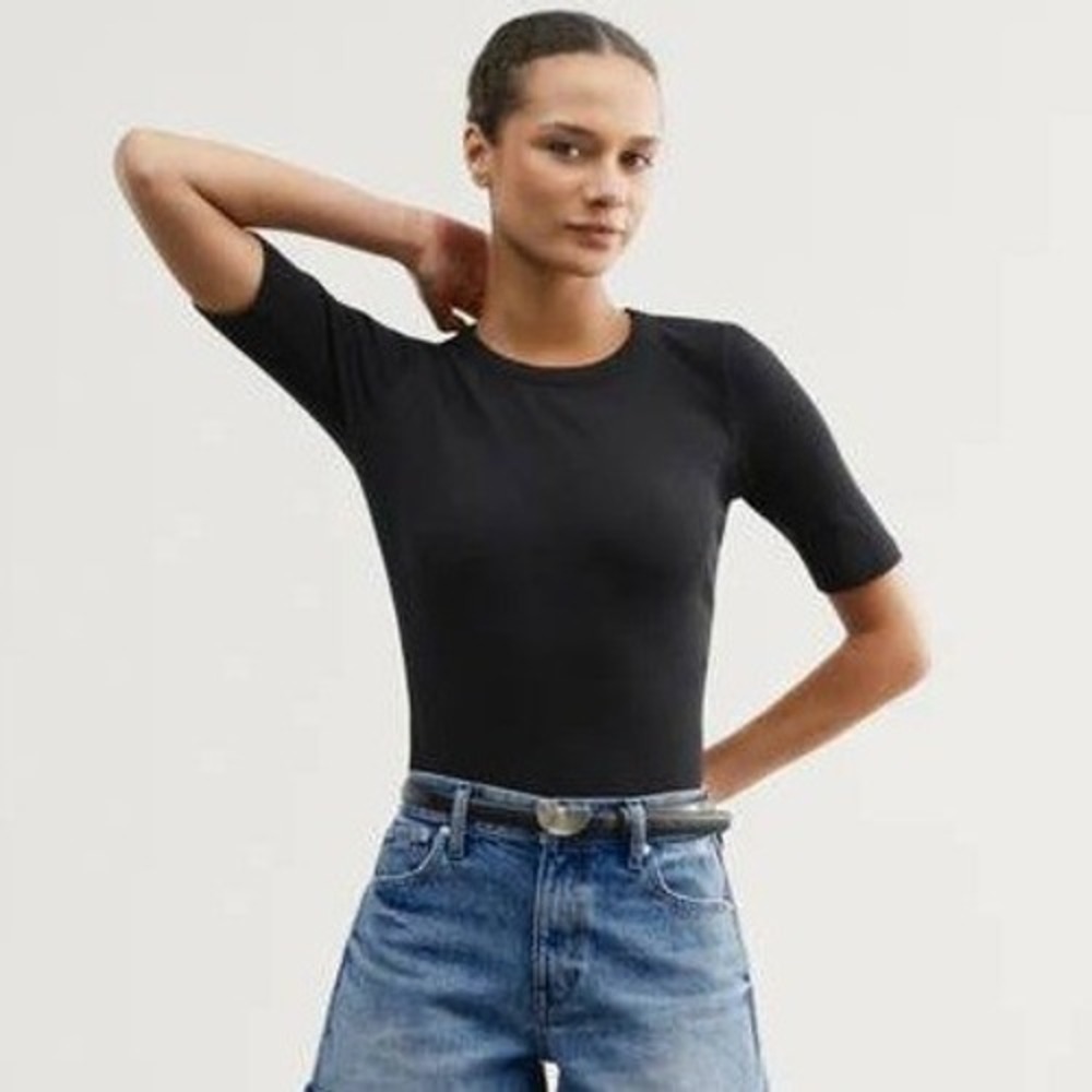AYR The Exec Ribbed Tee Pima Cotton Blend Womens XL Black Quiet Luxury Classic - Picture 11 of 11